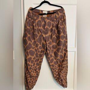 Anthropologie Brown Chinos with Animal Print